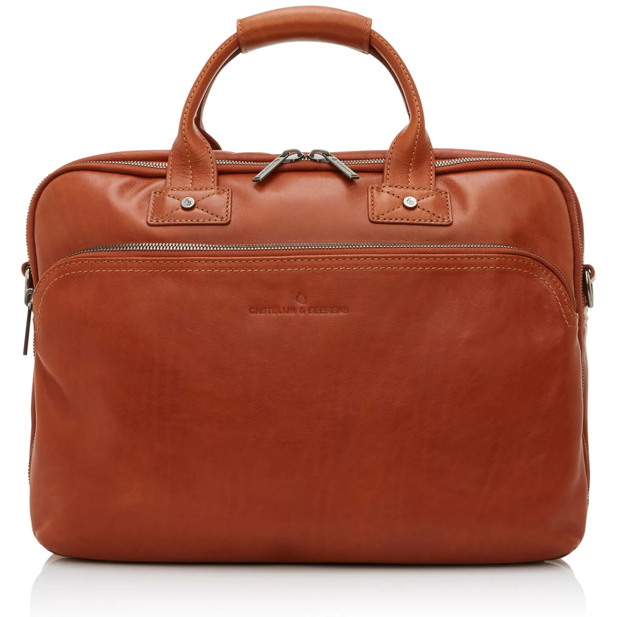 Store Firenze Laptop Bag 15.6" + Tablet Double Zip Light Brown Laptoptassen