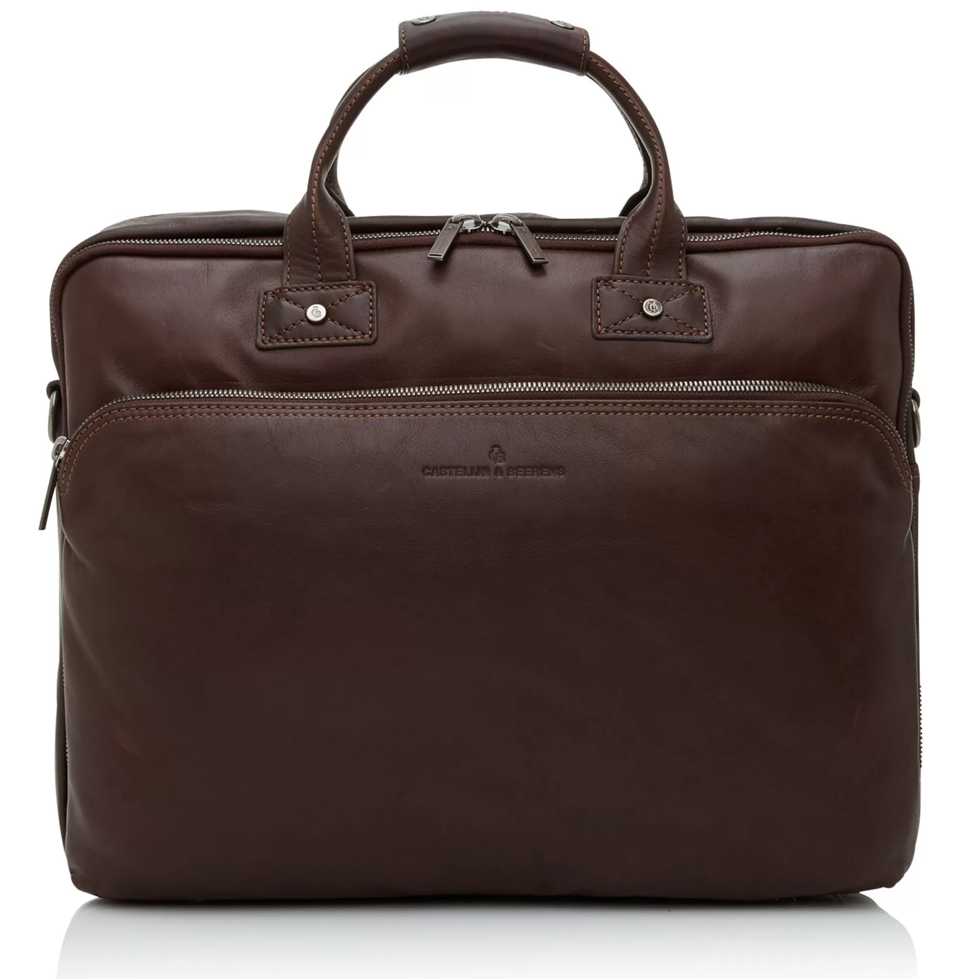 Online Firenze Laptop Bag 17" + Tablet Double Zip Mocca Laptoptassen