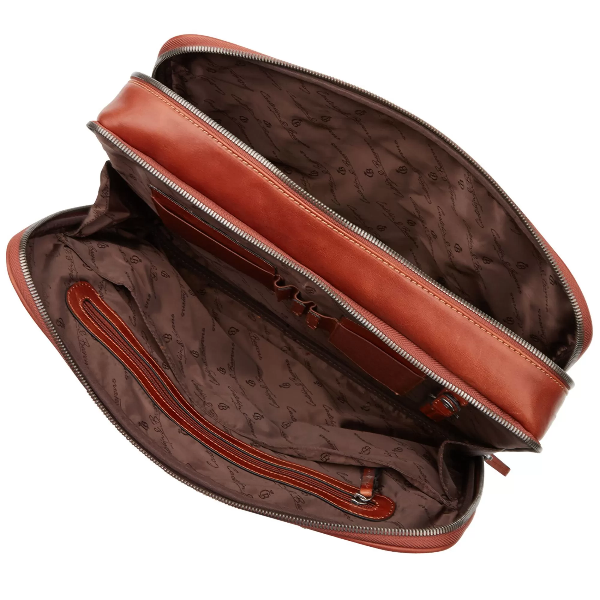 Online Verona Laptop Bag 15.6" + Tablet Double Zip Light Brown Laptoptassen