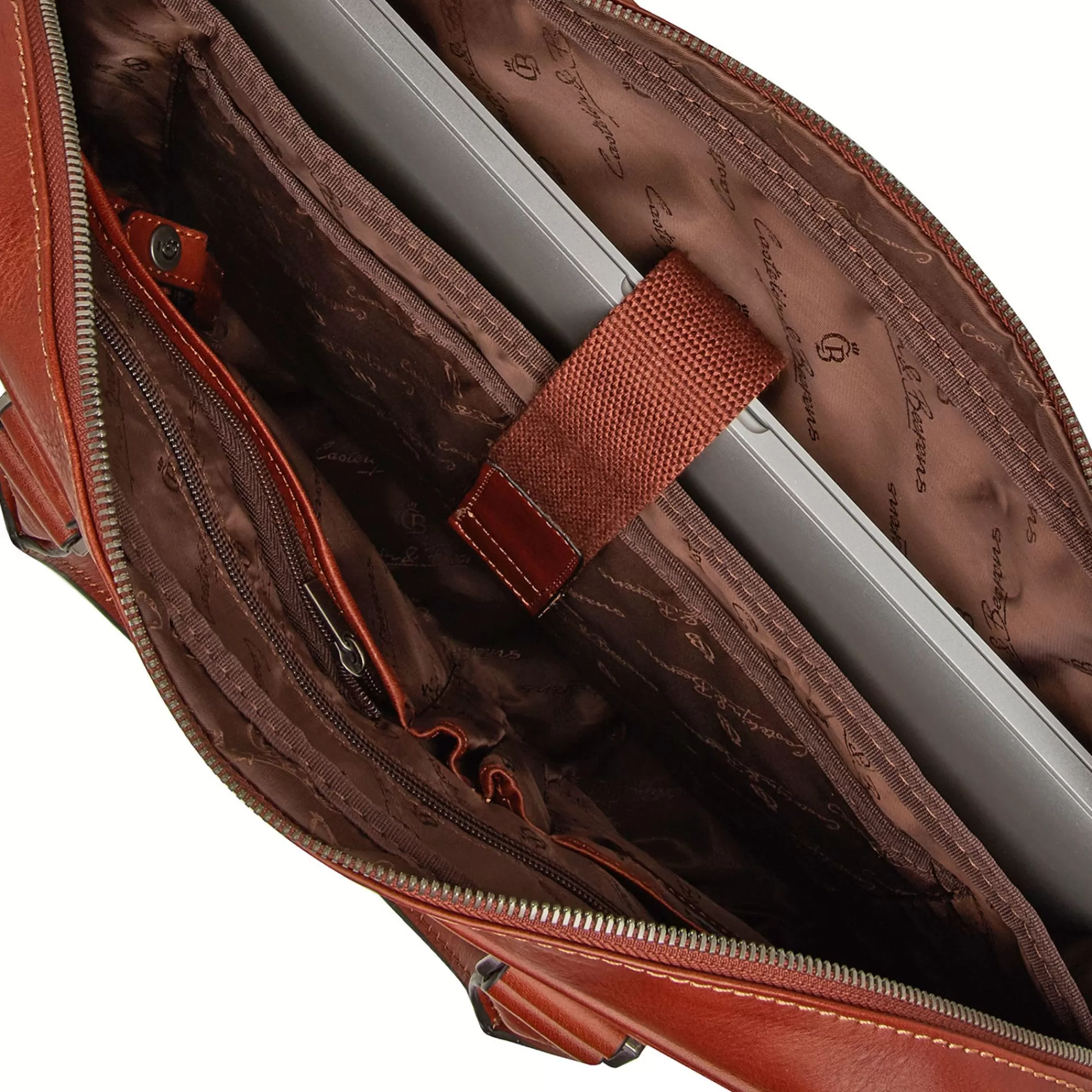 Outlet Verona Laptop Bag 15.6" + Tablet Single Zip Light Brown Laptoptassen