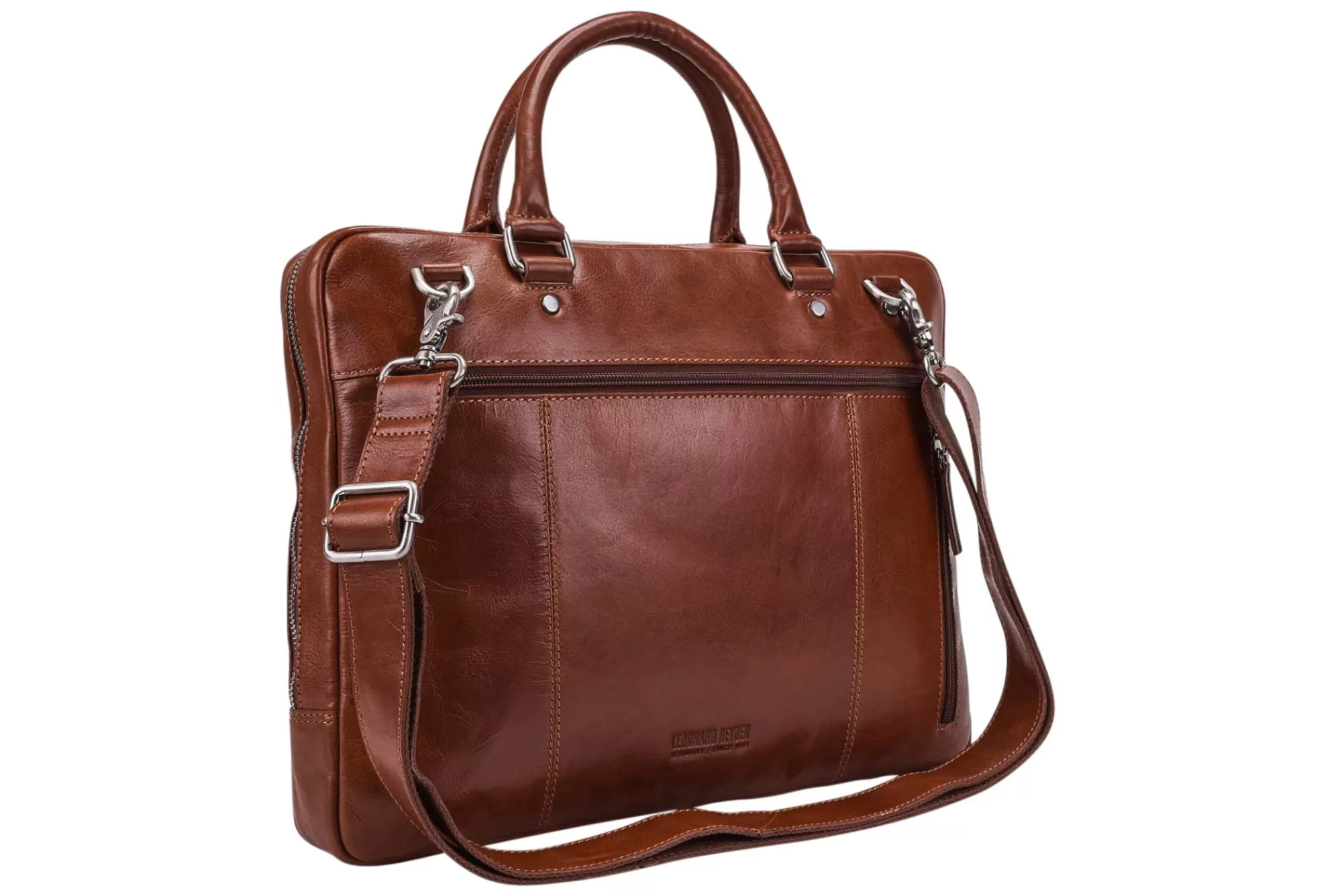 Cheap Cambridge Zipped Briefcase 1 Compartment Cognac Laptoptassen