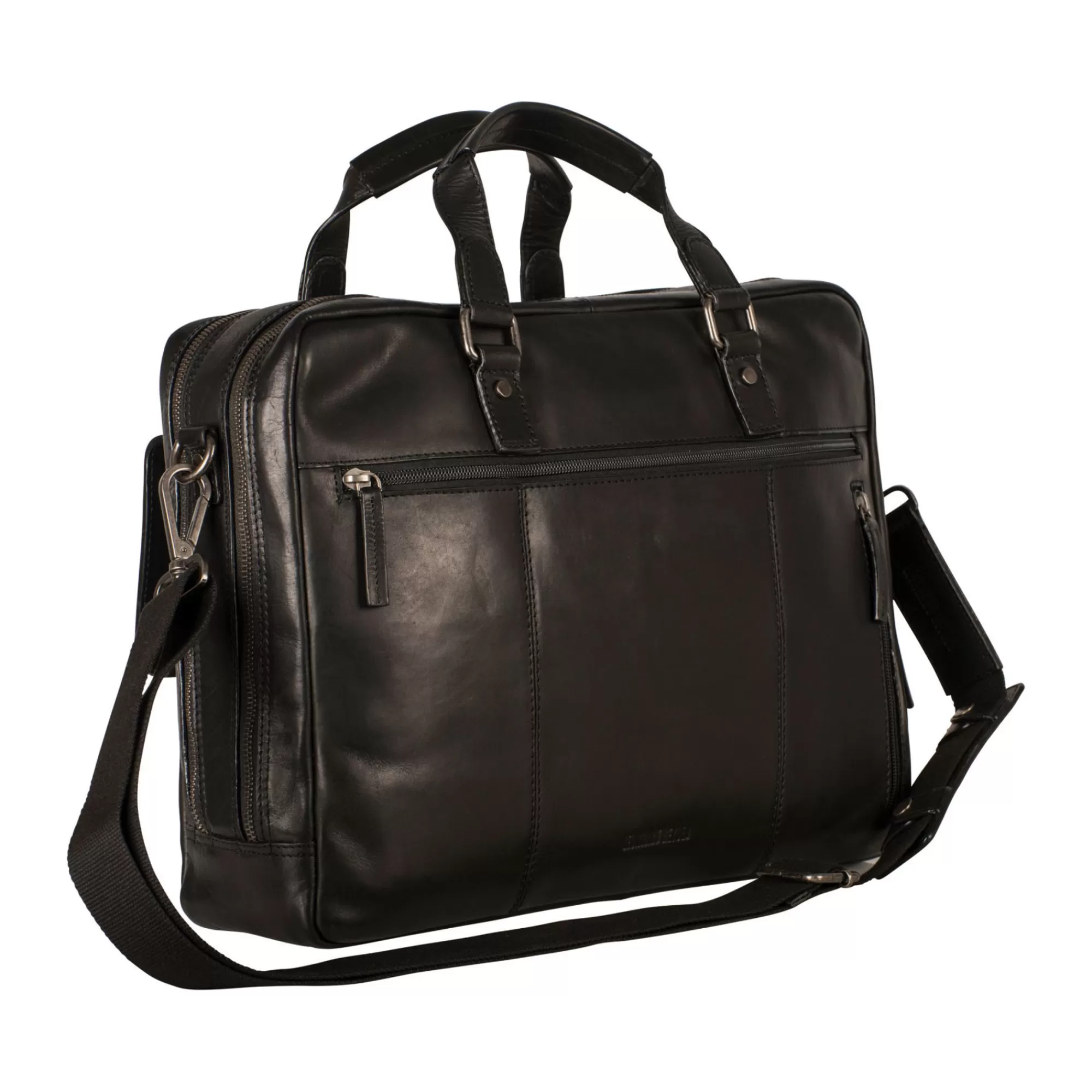 Outlet Roma Zipped Briefcase 2 Compartments With Front Pocket Black Laptoptassen
