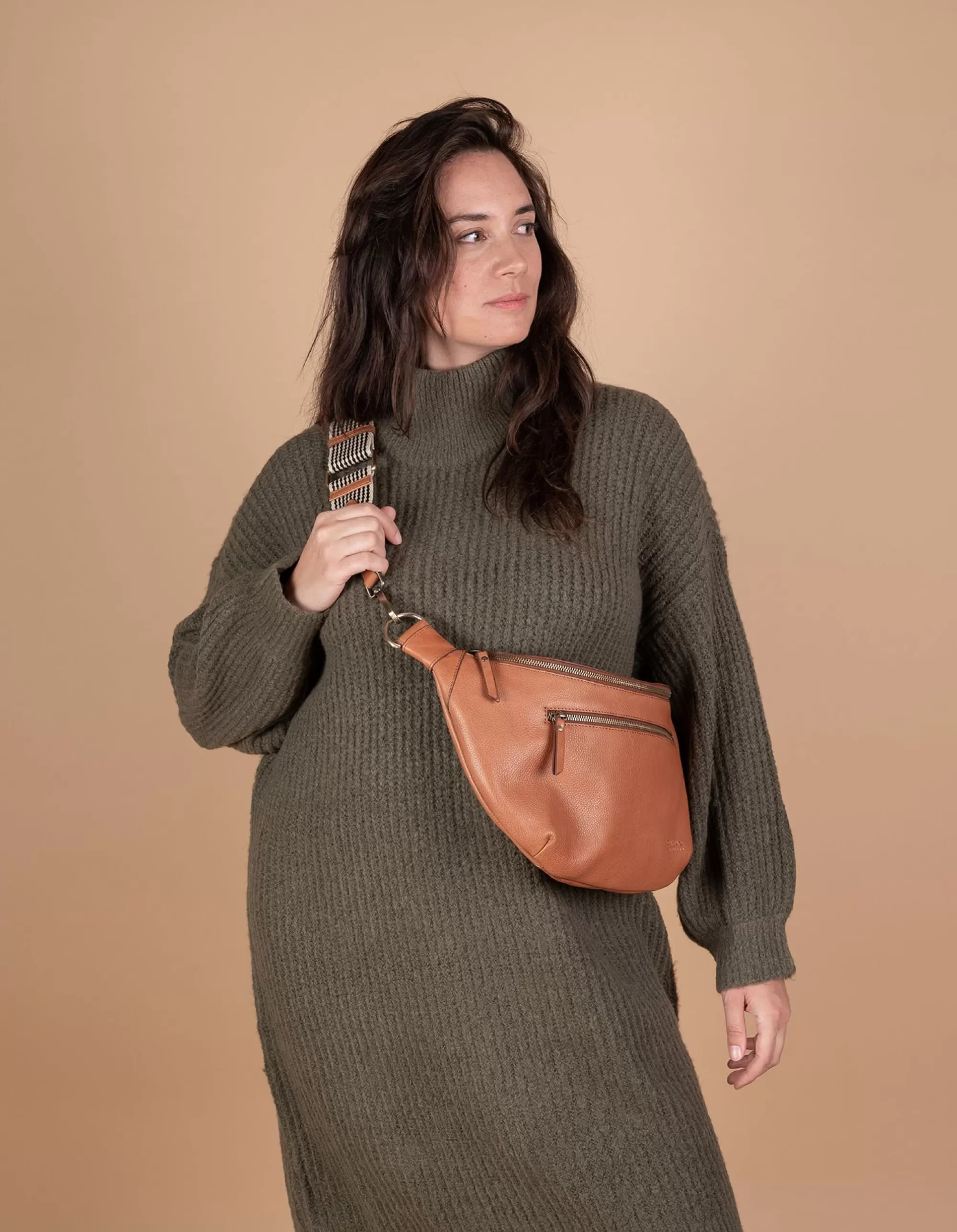 Sale Drew Maxi Wild Oak Soft Grain Leather Heuptassen